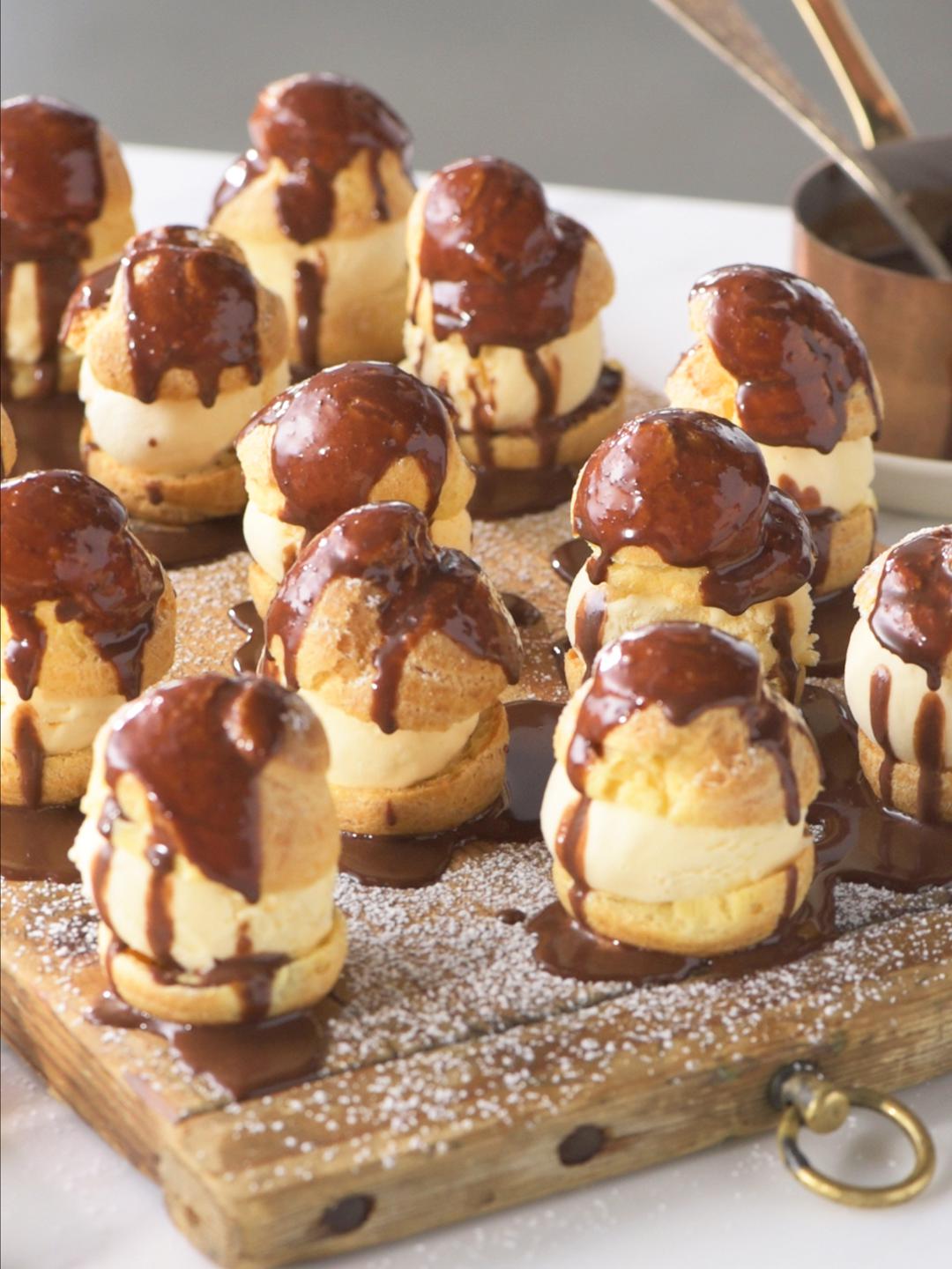 Profiteroles with Chocolate Sauce