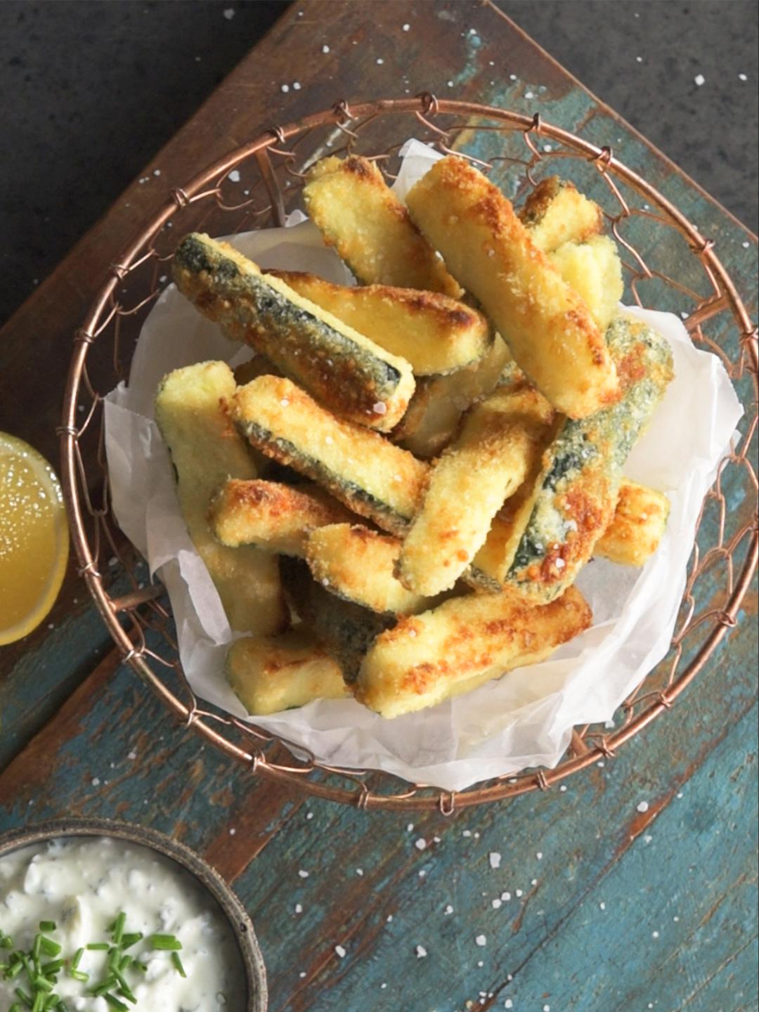 Zucchini Fries with Herbed Yogurt Dip