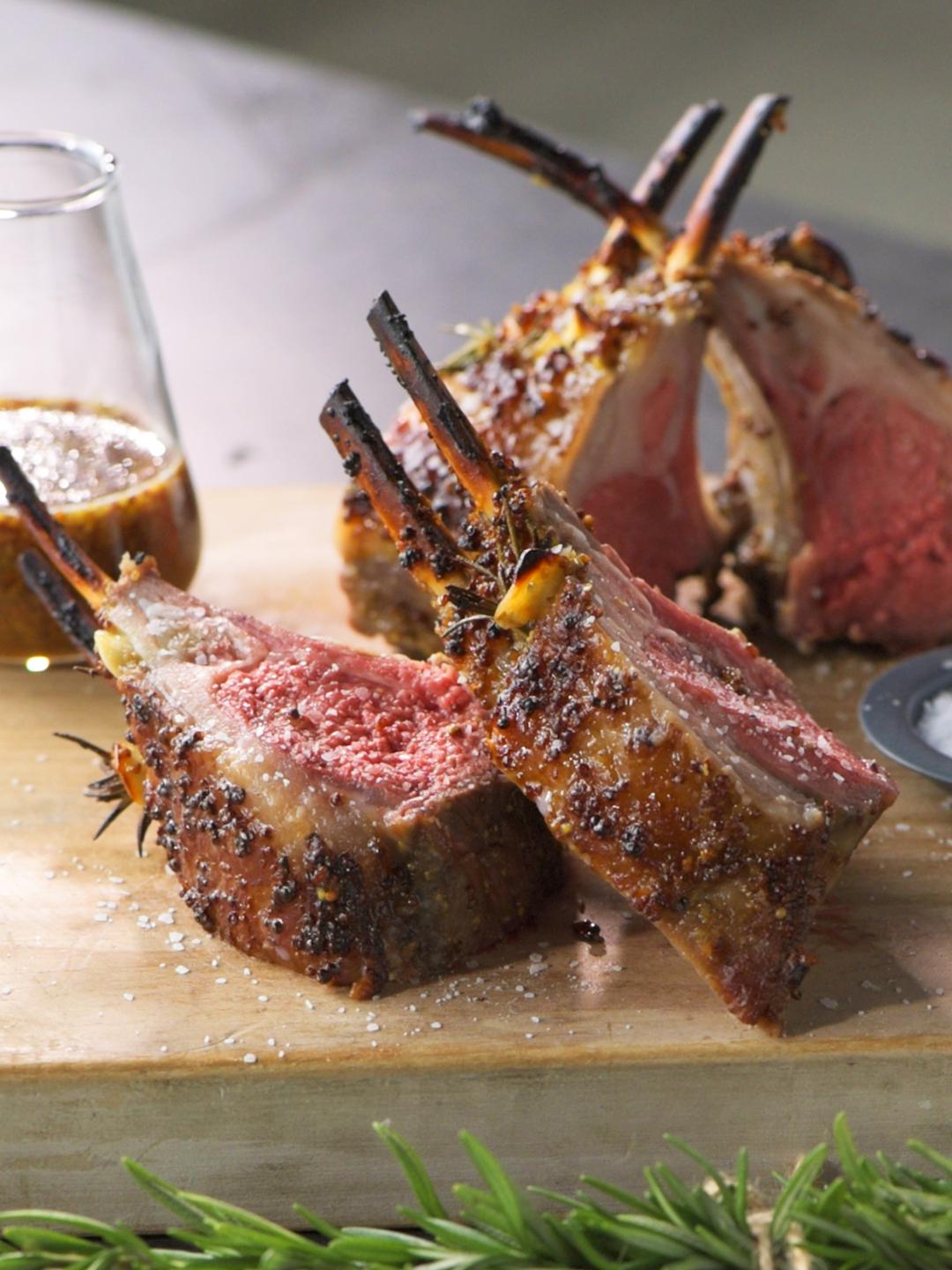 Roasted Rack of Lamb with Mustard Glaze